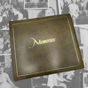 1963 Faux Vegan Leather Heavy Cardstock Large Photo Album Gold Foil Accent